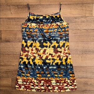 Vintage Diesel Females Size Large Mini Dress Y2K Printed Hippie Bohemian Whimsy